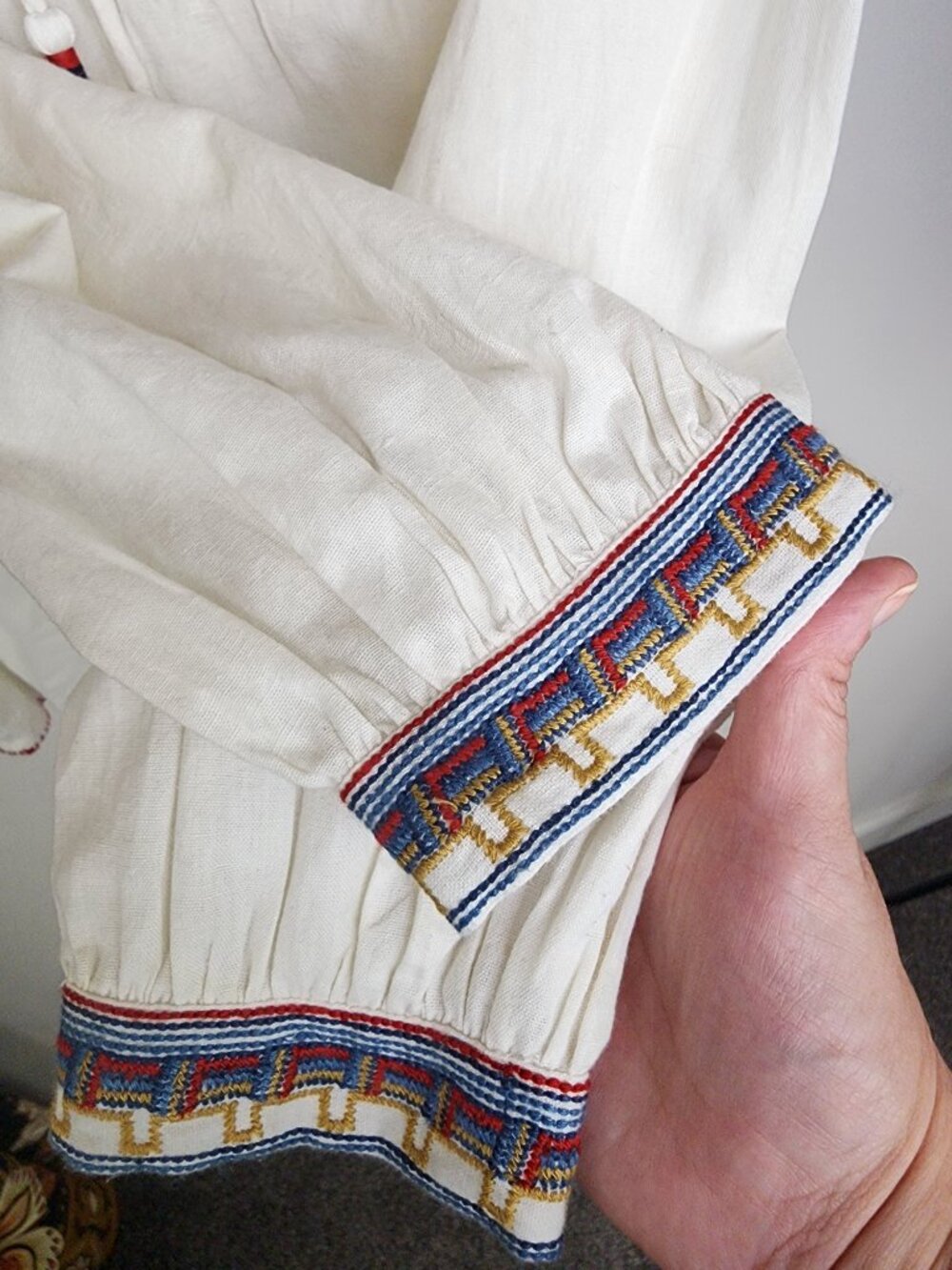Faherty Maisie Embroidered Linen Blend Top White Feather Flock Size XL - Picture 8 of 11